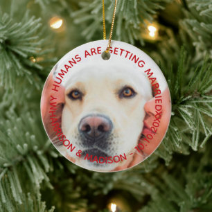 Verlobung Ankündigung Custom Foto Hund Weihnachte Keramik Ornament