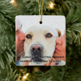 Verlobung Ankündigung Custom Foto Hund Weihnachten Keramikornament