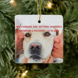 Verlobung Ankündigung Custom Foto Hund Weihnachten Keramikornament