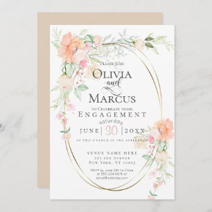 VERLOBUNG   Aquarellfarbene Frühlingsblumen Einladung