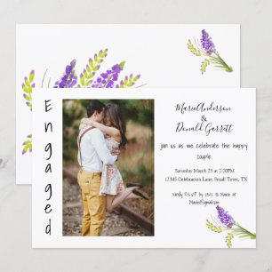 Verlobung Aquarelllavene und grüne Blüte Ankündigung