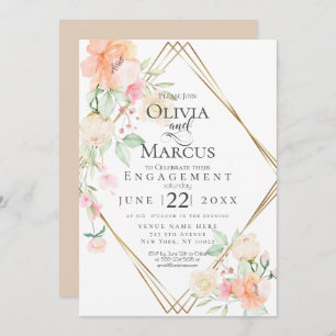 Verlobung Blush Cream Corner Spring Blumenstrauß Einladung