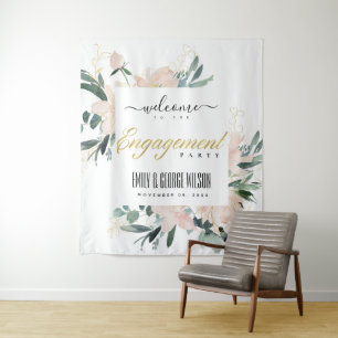 VERLOBUNG BUSH BLUSH FLORAL WATERCOLOR WILLKOMMEN WANDTEPPICH