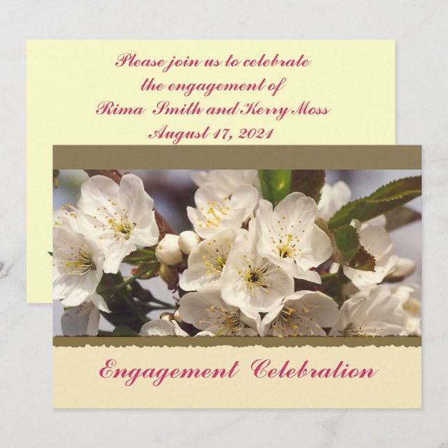 Verlobung Cherry Blossoms Einladung (Vorne/Hinten)