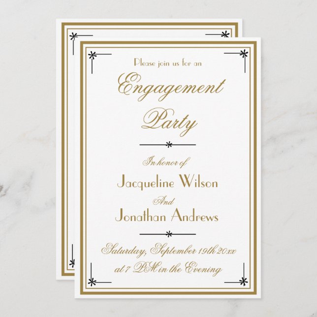 Verlobung Classic Elegante Script Engagement Party Einladung (Vorne/Hinten)