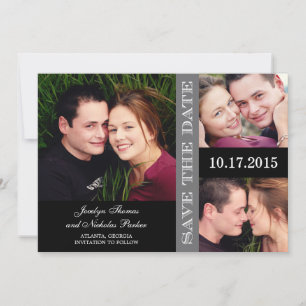 Verlobung Collage Save the Date Card - Grau