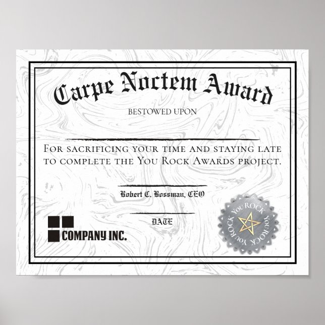 Verlobung der Arbeitnehmer bleibe Verzugsurkunde Poster (Vorne)