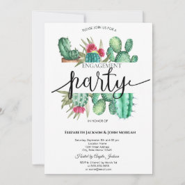 Verlobung der Wasserfarben-Kakteen Einladung