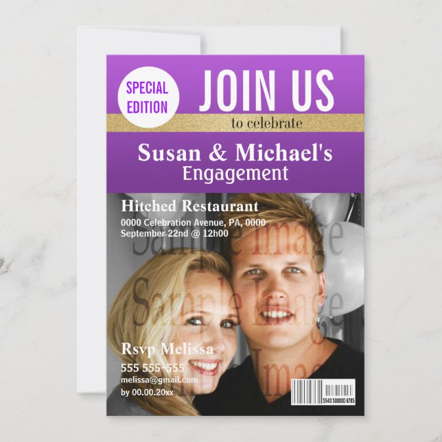 Verlobung des Lila Goldmagazins Einladung (Vorderseite)