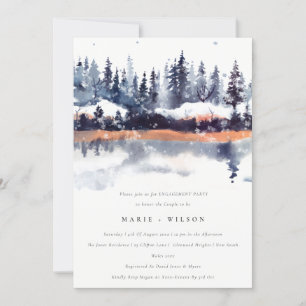 Verlobung des Schneefeldes Rust Navy Winter Pine F Einladung