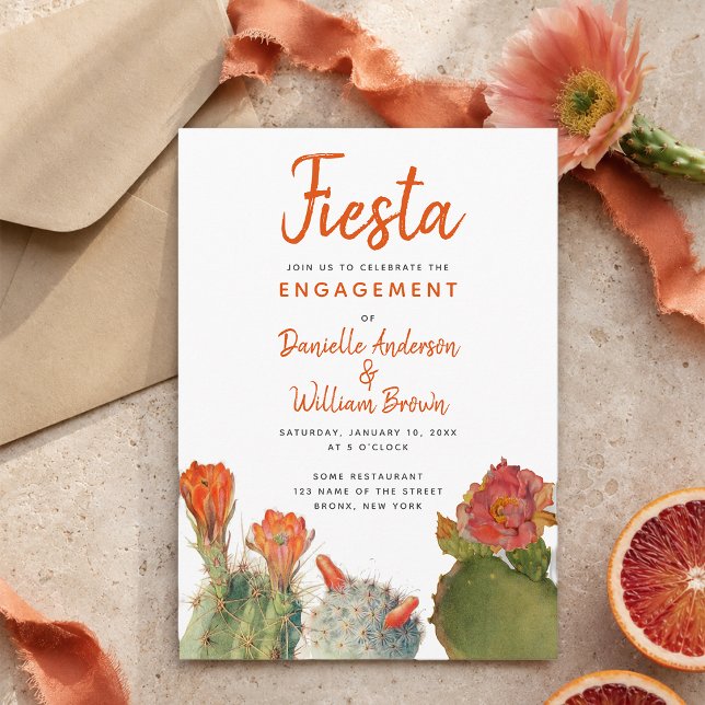 Verlobung Fiesta Cactus Blume Wasserfarbskript Einladung (Von Creator hochgeladen)