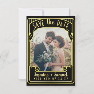 Verlobung Foto   Art Deco Wedding Black Gold Save The Date