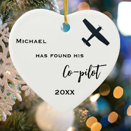 Verlobung Foto fand sein Co-Pilot-Flugzeug Keramik Ornament