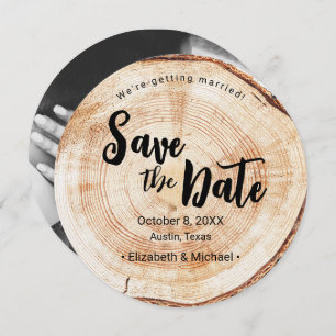 Verlobung Foto Holzkörner Rustikale Hochzeit Einladung