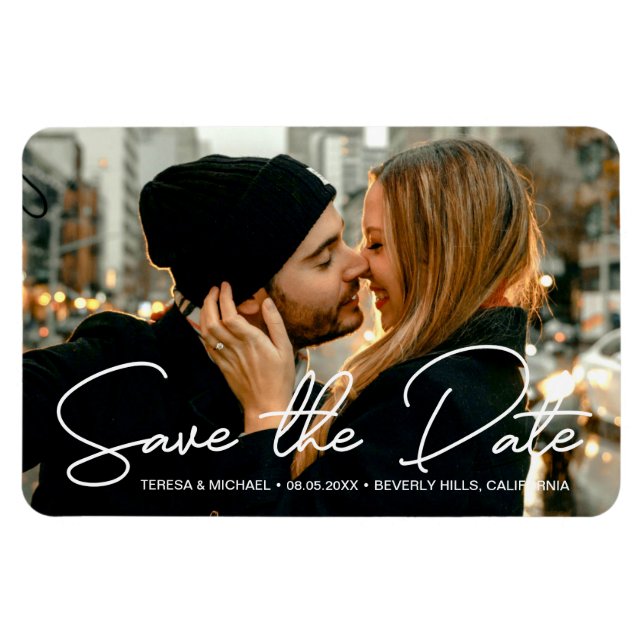 Verlobung Foto Modernes Save the Date Magnet (Horizontal)