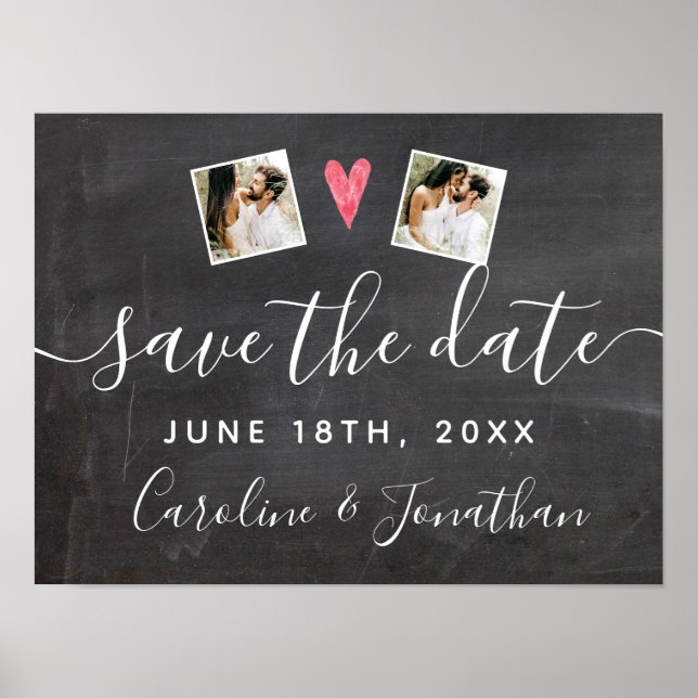 Verlobung Foto Prop Chalkboard Save the Date Poster (Vorne)