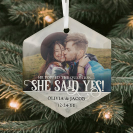 Verlobung Foto Sie sagte ja! Christmas Marble Ornament Aus Glas