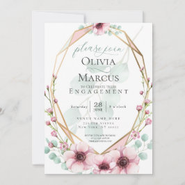 Verlobung Frische Frühlingsblumen und Blätter Einladung