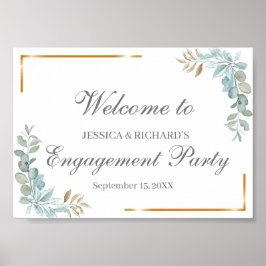 Verlobung für Aquarellbilder Begrüßungszeichen Poster