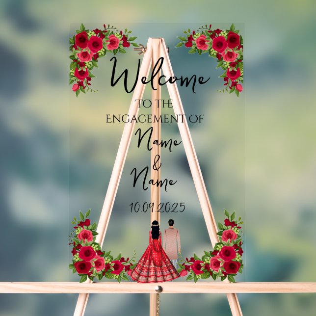 Verlobung für florales Acryl Acrylschild (Neutral)