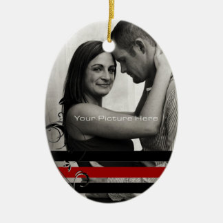 Verlobung für Schwarzes und Rotes Foto Keramikornament