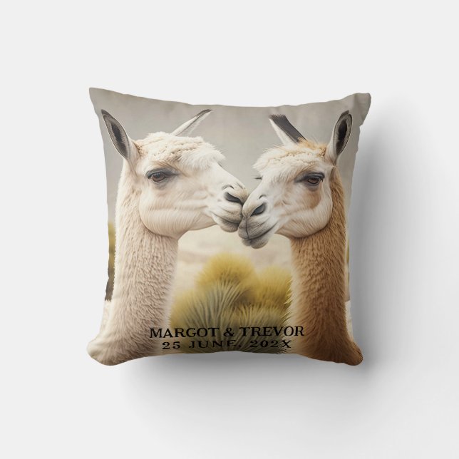 Verlobung-Geschenk Kissing Llamas für Wohngestaltu Kissen (Vorderseite)