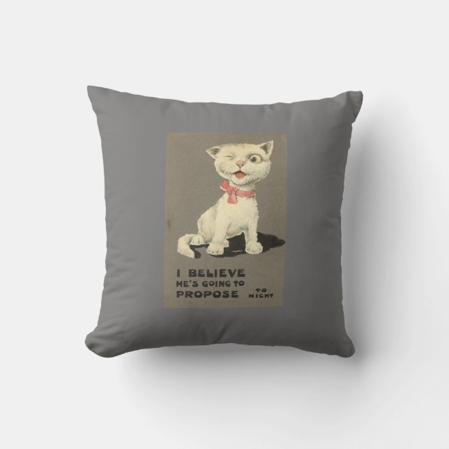 Verlobung-GIFT-PILLOW, VINTAG CAT Kissen (Vorderseite)