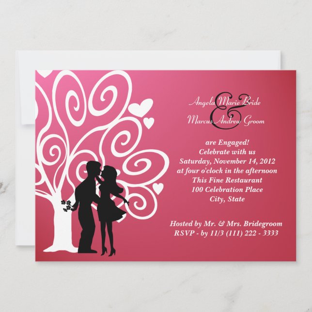 Verlobung/ Hochzeit Silhouette Einladung (Vorderseite)