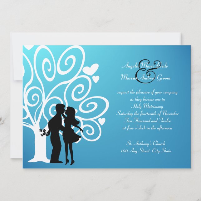 Verlobung/ Hochzeit Silhouette Einladung (Vorderseite)