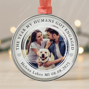 Verlobung Hund Menschen Foto Keepake Ornament Aus Metall