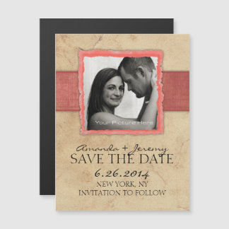 Verlobung Korallen Rustikal Save the Date Vintag Magneteinladung