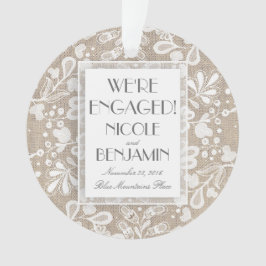 Verlobung Lace und Burlap Elegant Ornament