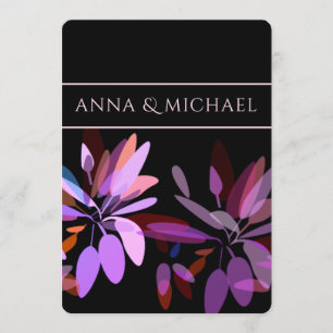 Verlobung/Lebhafte Lila, rosa und schwarze Blume Einladung