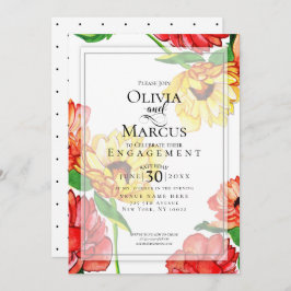 VERLOBUNG | Moderne Gerberer Blume Rot Gelb Einladung