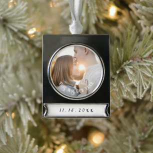 Verlobung Paare Foto Banner-Ornament Silber