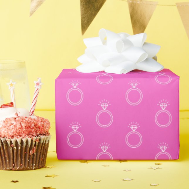 Verlobung Ring Wedding Hot Pink Wrapping Paper Geschenkpapier (Geburtstagsparty)