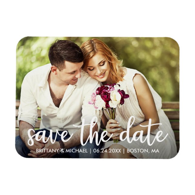 Verlobung Save the Date Modernes Foto Magnet (Horizontal)