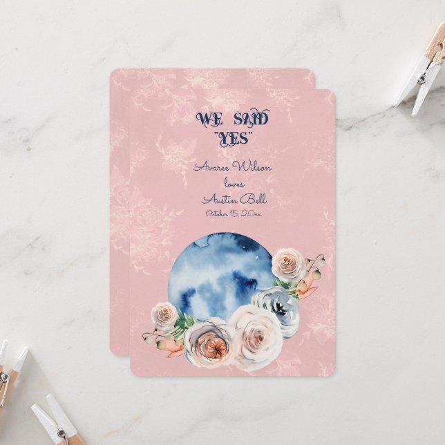 Verlobung über dem Mond haben wir "Ja"-Karte gesag Karte (Vorderseite/Rückseite Beispiel)