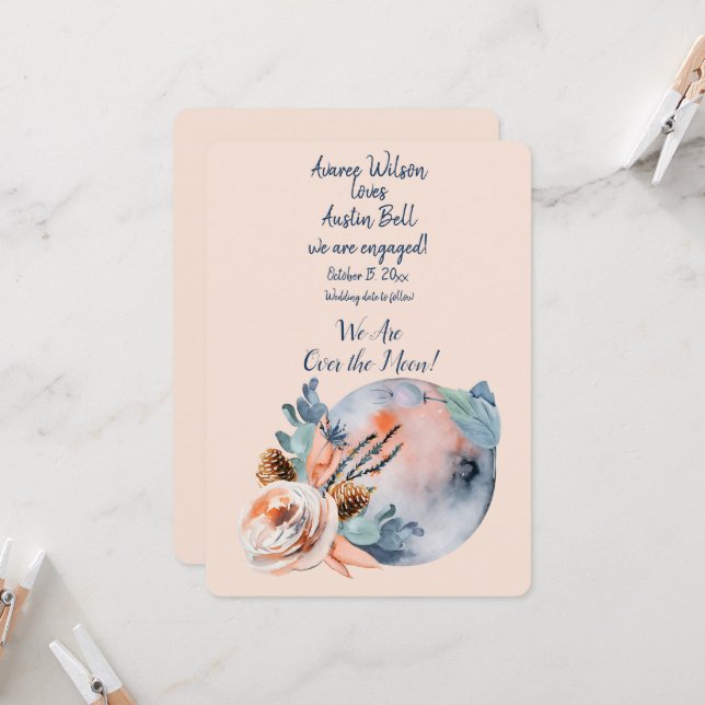 Verlobung über dem Mond Karte (Vorderseite/Rückseite Beispiel)