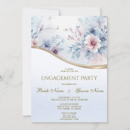 Verlobung von Watercolor Blue Pink Floral Einladun Einladung