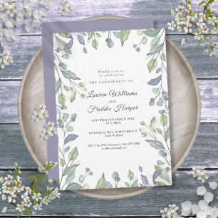 Verlobung Watercolor Lilac Floral Grüne Einladung