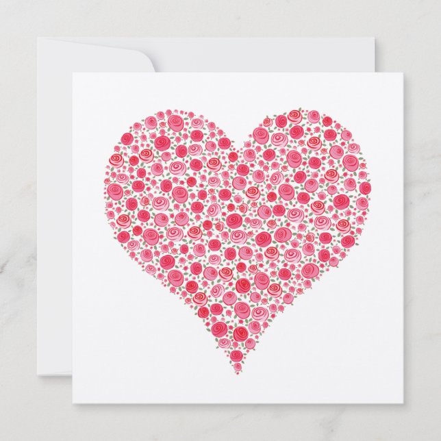Verlobung Zwei Rose Herz Metallrosa Einladung (Vorderseite)