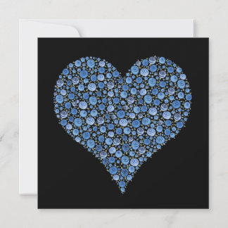 Verlobungs-Paare Rosen-Herzen Schwarzes u. Blau Einladung