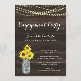 Verlobungs-Party Einladung - rustikale Sonnenblume
