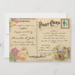 Verlobungs-Party, Vintage, alte Postkartenart Einladung