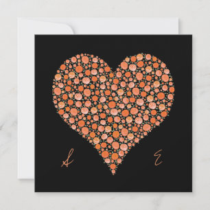 Verlobungs-Schwarzes mit orange Rosen-Herzen laden Einladung