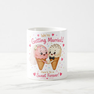 Verlobungsankündigung Süßes Eiscreme-Paar Kaffeetasse