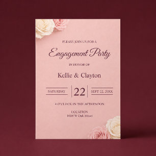 Verlobungsfeier Blush Pink Rose Einladung