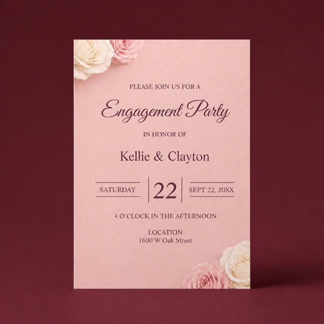 Verlobungsfeier Blush Pink Rose Einladung (Von Creator hochgeladen)