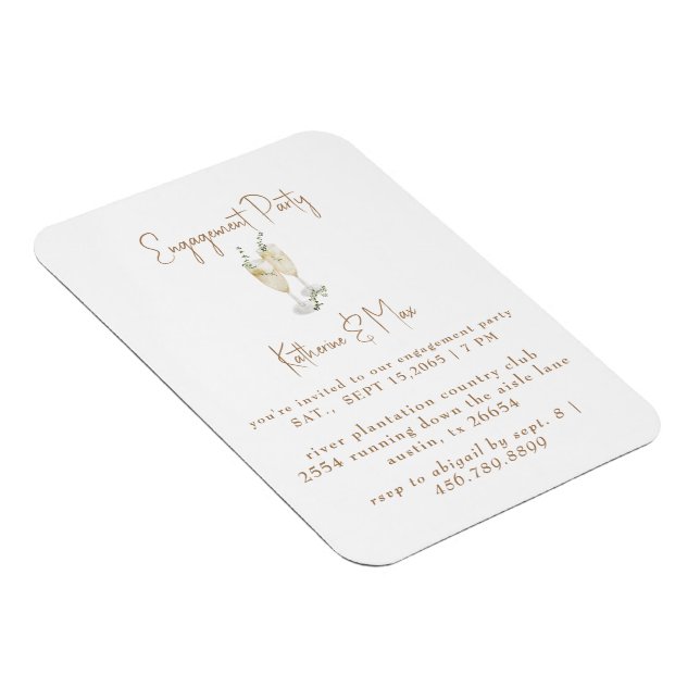 Verlobungsfeier Champagner Toast  Magnet (Rechte Seite)
